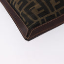 FENDI Zucca Canvas Pouch Black Brown Auth 197691-10