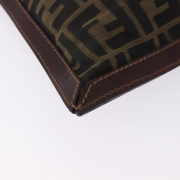 FENDI Zucca Canvas Pouch Black Brown Auth 197691