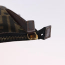 FENDI Zucca Canvas Pouch Black Brown Auth 197691-12