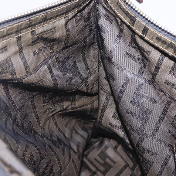FENDI Zucca Canvas Pouch Black Brown Auth 197691