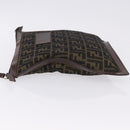 FENDI Zucca Canvas Pouch Black Brown Auth 197691-5