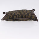 FENDI Zucca Canvas Pouch Black Brown Auth 197691-7