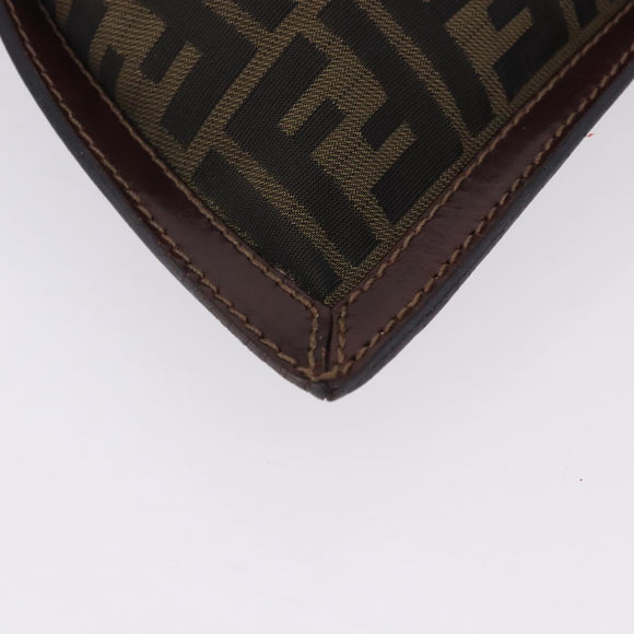 FENDI Zucca Canvas Pouch Black Brown Auth 197691