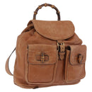 GUCCI Bamboo Backpack Leather Brown Gold 003 2058 0016 Auth 197694-1