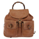 GUCCI Bamboo Backpack Leather Brown Gold 003 2058 0016 Auth 197694-2