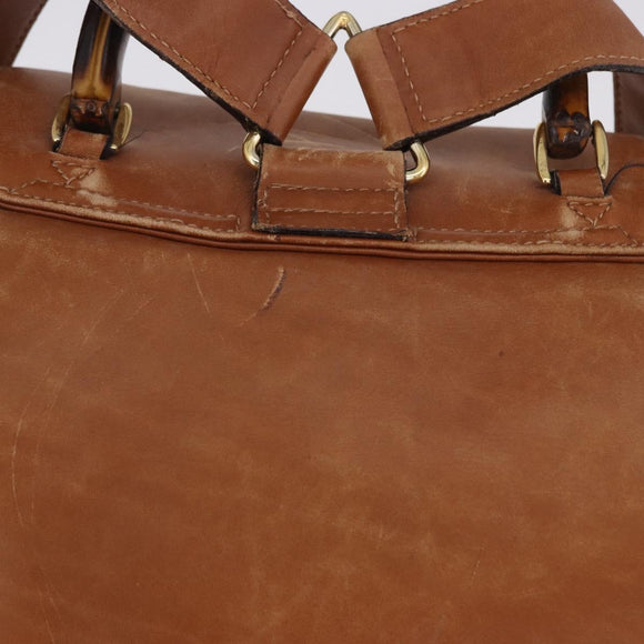 GUCCI Bamboo Backpack Leather Brown Gold 003 2058 0016 Auth 197694