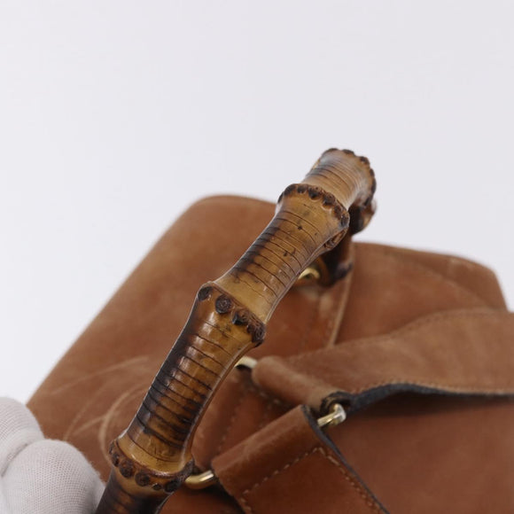 GUCCI Bamboo Backpack Leather Brown Gold 003 2058 0016 Auth 197694