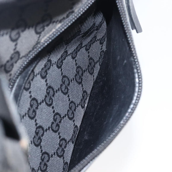 GUCCI GG Canvas Tote Bag Black Silver 28892 Auth 197695