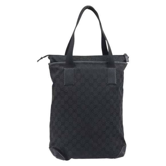 GUCCI GG Canvas Tote Bag Black Silver 28892 Auth 197695