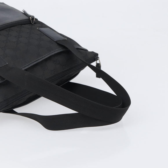 GUCCI GG Canvas Tote Bag Black Silver 28892 Auth 197695