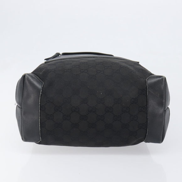GUCCI GG Canvas Tote Bag Black Silver 28892 Auth 197695