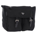 PRADA Shoulder Bag Nylon Black Silver Auth 197698A-1