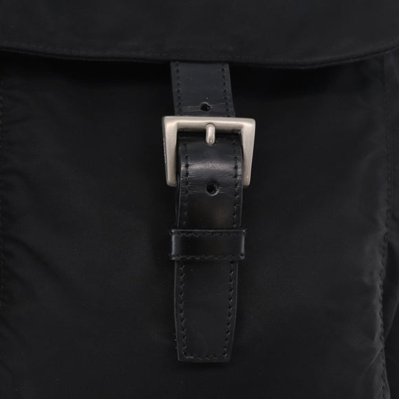 PRADA Shoulder Bag Nylon Black Silver Auth 197698A