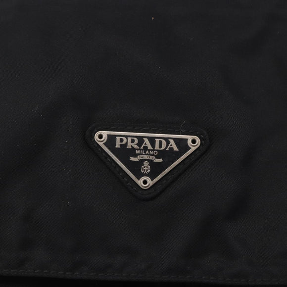 PRADA Shoulder Bag Nylon Black Silver Auth 197698A