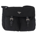 PRADA Shoulder Bag Nylon Black Silver Auth 197698A-2