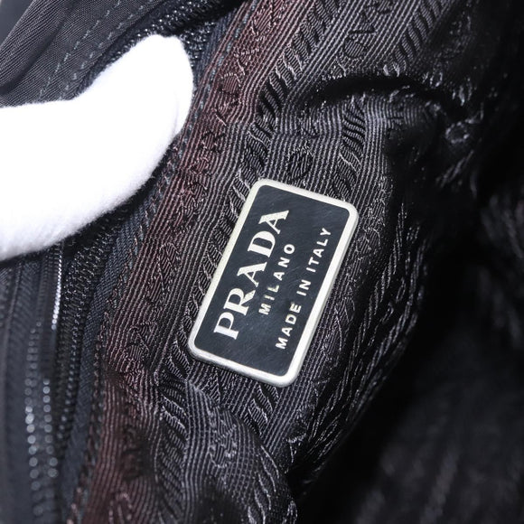 PRADA Shoulder Bag Nylon Black Silver Auth 197698A