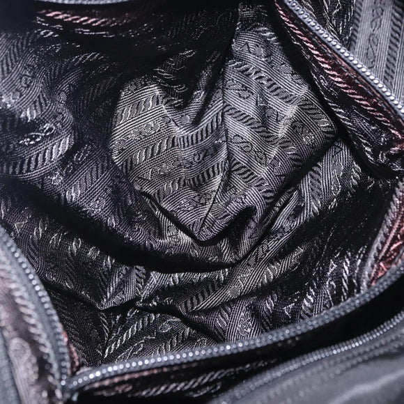 PRADA Shoulder Bag Nylon Black Silver Auth 197698A