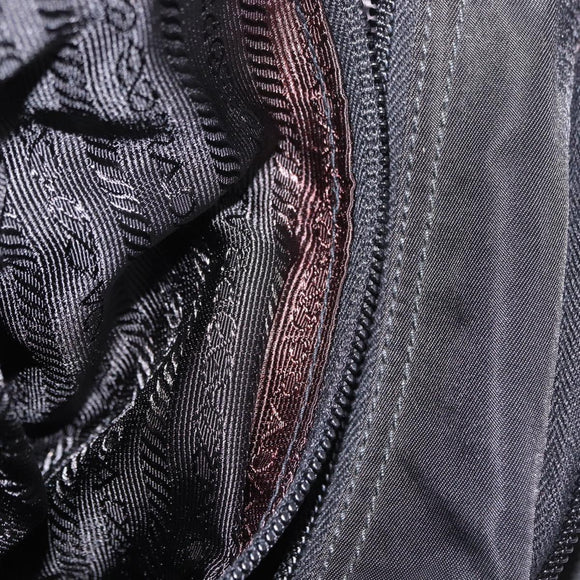 PRADA Shoulder Bag Nylon Black Silver Auth 197698A