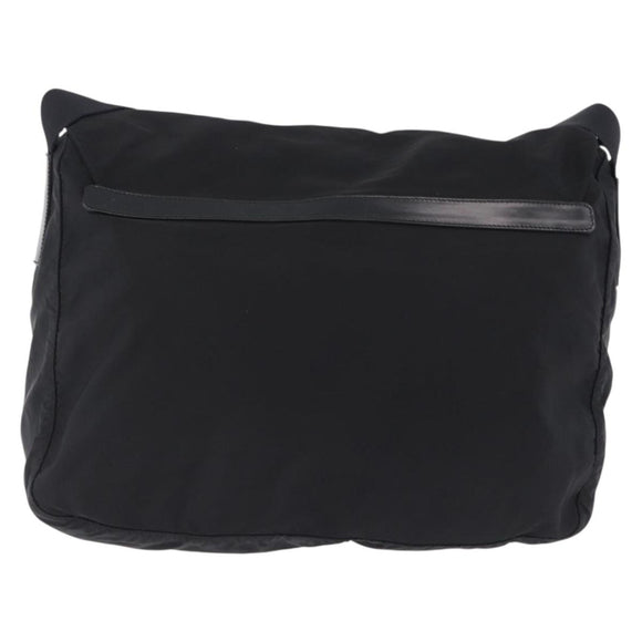 PRADA Shoulder Bag Nylon Black Silver Auth 197698A