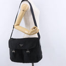 PRADA Shoulder Bag Nylon Black Silver Auth 197698A-30