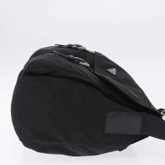 PRADA Shoulder Bag Nylon Black Silver Auth 197698A