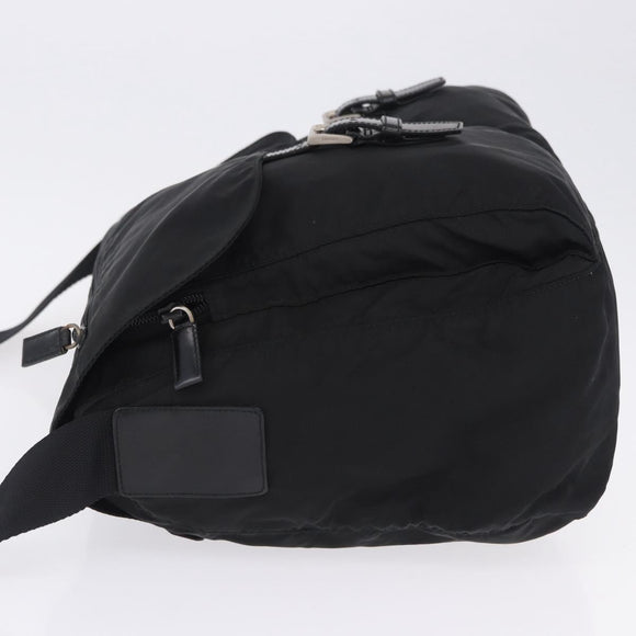 PRADA Shoulder Bag Nylon Black Silver Auth 197698A