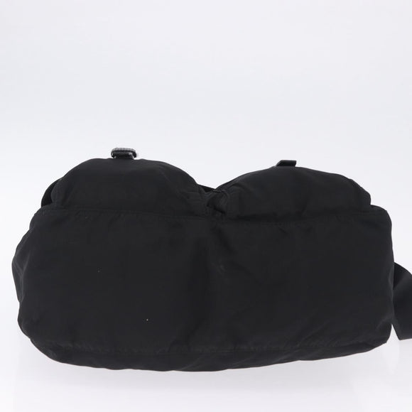 PRADA Shoulder Bag Nylon Black Silver Auth 197698A