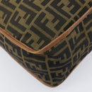 FENDI Zucca Canvas Shoulder Bag Brown Black Auth 197699-16