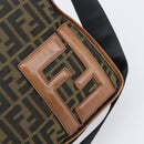 FENDI Zucca Canvas Shoulder Bag Brown Black Auth 197699-10