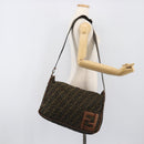 FENDI Zucca Canvas Shoulder Bag Brown Black Auth 197699-21