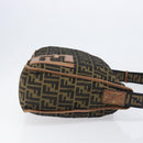 FENDI Zucca Canvas Shoulder Bag Brown Black Auth 197699-3