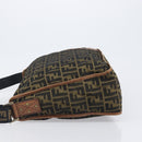 FENDI Zucca Canvas Shoulder Bag Brown Black Auth 197699-4