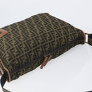 FENDI Zucca Canvas Shoulder Bag Brown Black Auth 197699-6