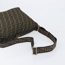 FENDI Zucca Canvas Shoulder Bag Brown Black Auth 197699-7