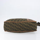 FENDI Zucca Canvas Shoulder Bag Brown Black Auth 197699-5