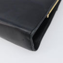 Salvatore Ferragamo Vala Chain Shoulder Bag Leather Navy Gold Auth 197700-15