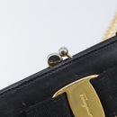 Salvatore Ferragamo Vala Chain Shoulder Bag Leather Navy Gold Auth 197700-10