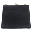 Salvatore Ferragamo Vala Chain Shoulder Bag Leather Navy Gold Auth 197700-2