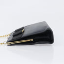 Salvatore Ferragamo Vala Chain Shoulder Bag Leather Navy Gold Auth 197700-4