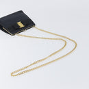 Salvatore Ferragamo Vala Chain Shoulder Bag Leather Navy Gold Auth 197700-7