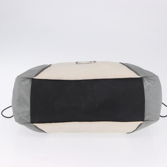 CHANEL Sports Line Boston Bag Canvas White Silver CC Auth 197702V