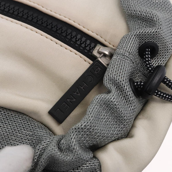 CHANEL Sports Line Boston Bag Canvas White Silver CC Auth 197702V