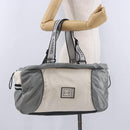 CHANEL Sports Line Boston Bag Canvas White Silver CC Auth 197702V-25