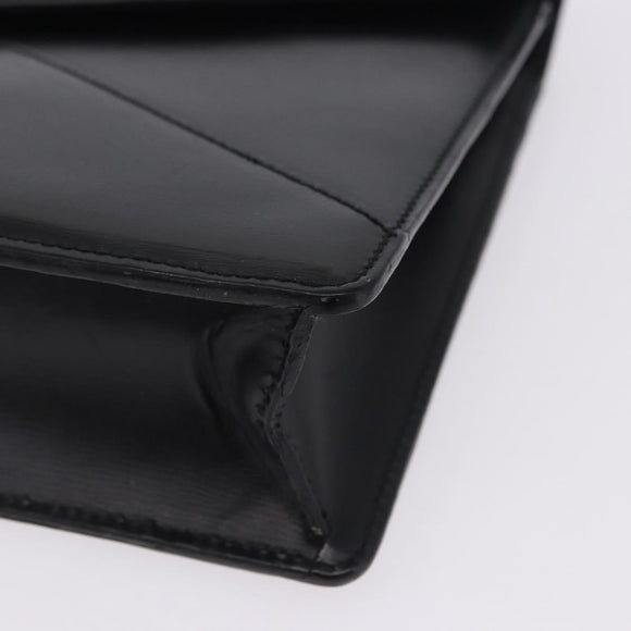 LOEWE Clutch Bag Leather Black Silver Auth 197703