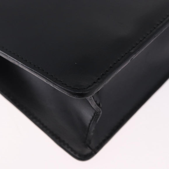 LOEWE Clutch Bag Leather Black Silver Auth 197703