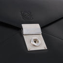 LOEWE Clutch Bag Leather Black Silver Auth 197703-17