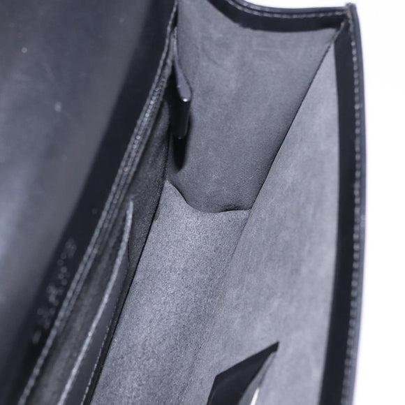 LOEWE Clutch Bag Leather Black Silver Auth 197703