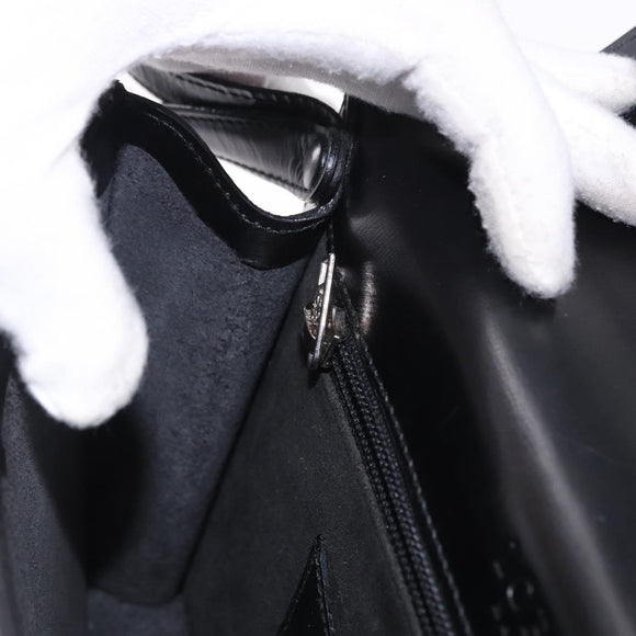 LOEWE Clutch Bag Leather Black Silver Auth 197703