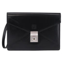 LOEWE Clutch Bag Leather Black Silver Auth 197703-13