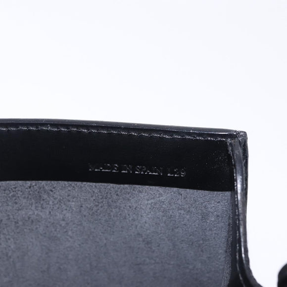 LOEWE Clutch Bag Leather Black Silver Auth 197703